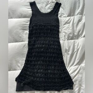 Network Vintage Handmade Y2K Black Crochet Midi Dress